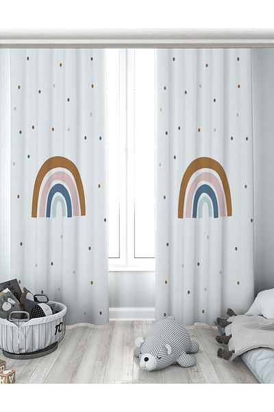 Evperest Rainbow Polka Dot Double Wing Background Curtain Epp138