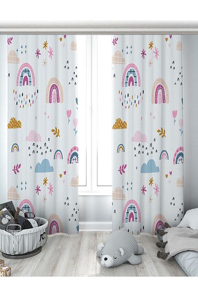 Evperest Rainbow Biplane Background Curtain EPP158