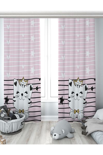 Evperest Starry Cat Double Wing Background Curtain EPP139