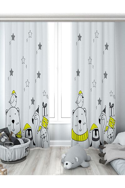 Evperest Starry Animal Family Double Winged Background Curtain EPP119