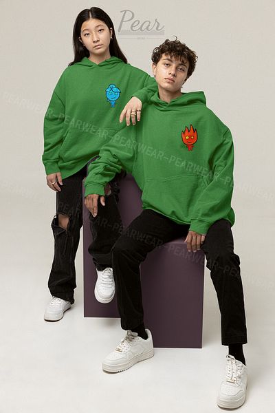 Pear Wear Fire Water Printed Fireboy Watergirl Lover Team Oversize Unisex φούτερ