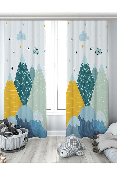 Evperest Colorful Mountains Double Winged Background Curtain EPP151