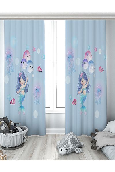 Evperest Balloon Mermaid Biplane Background Curtain EPP125