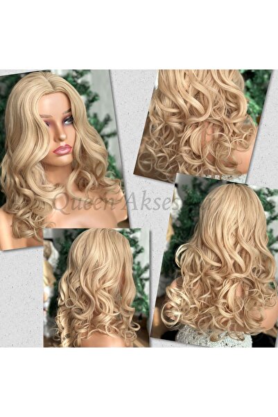 Queen Nelly İthal fiber ısıya dayanıklı dalgalı kıvırcık uzun kahkülsüz saç k...