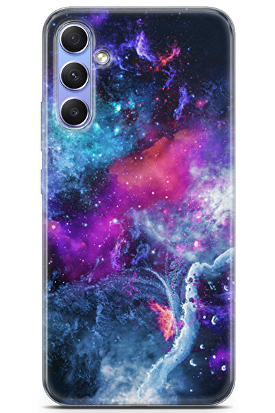 Lopard Samsung Galaxy A34 5G Uyumlu Silikon Kılıf Opus 4 Galaksi Wallpaper