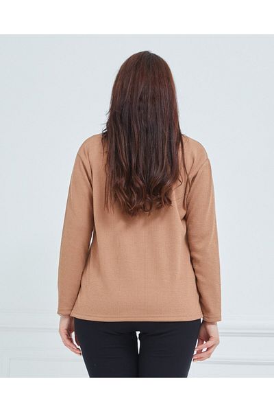 Fresh&Moda Γυναικεία Χειμερινή Casual Mother χτενισμένη βαμβακερή μπλούζα