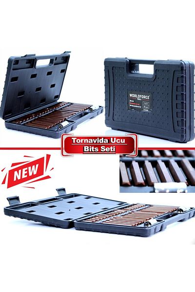 Worldforce 40 Pieces Torx Bit Set Magnetized S2 Steel Material Professional 3/8" 1/2" Torx Set