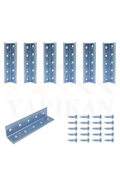 Yapıkan 20x20x100mm - 6 Ad. L Demir Gönye Köşebent - Mobilya Dolap Kitaplık M...