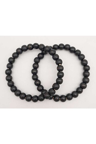 BY MİMİMU Ahşap Boncuklu Çanta Sapı Siyah