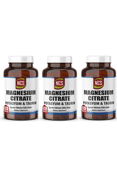 NCS Magnesium Citrate Potassium Taurine Magnesium Citrate 3X120 Tablet =360 Tablets Potassium Complex