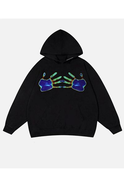 Gofeel Y2k Vintage Cyber ​​Handprint Hoodie Sweetshirt - GF