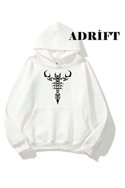 Tarzsokak Hanorac unisex Scorpion cu glugă, alb