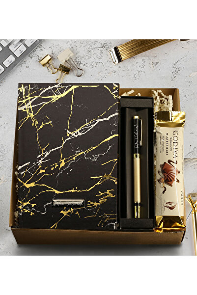 gagga Kişiye Özel Desenli Defter & Kişiye Özel Metal Roller Kalem & Godiva Ka...