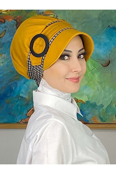 BUTİKAMBAR Назли Модел Черно-бяла дебела шапка хиджаб с катарами