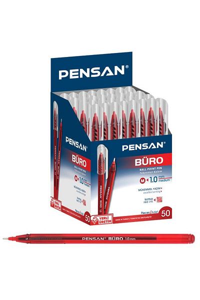 Pensan Ballpoint Pen Office 1.0 Mm Red 50 Pieces 2270 Pack of 50 /