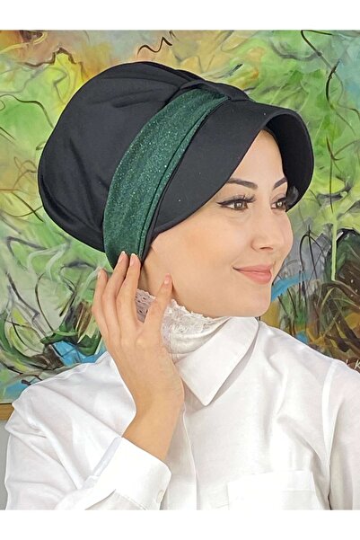 BUTİKAMBAR Velcro menta zeleni svetlucavi šifonski šal kapa