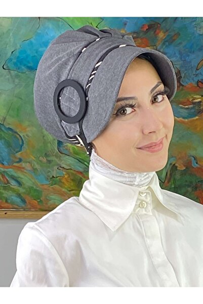 BUTİKAMBAR Καπέλο Nazlı Model με αγκράφα, λεπτές κρεμ ρίγες, σχέδιο ζέβρας, χ...