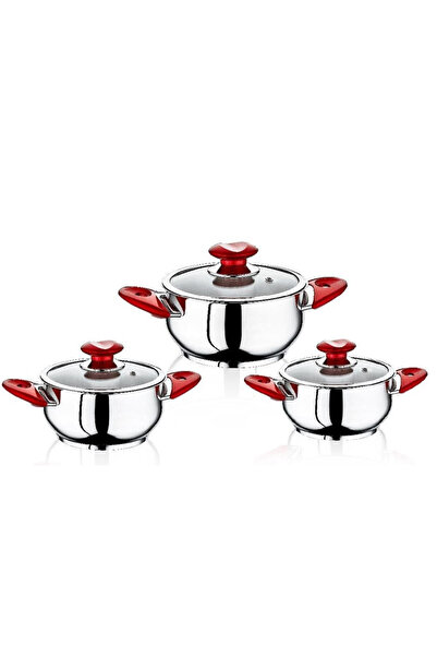 SAFINOX eva 6 parça kırmızı tencere seti