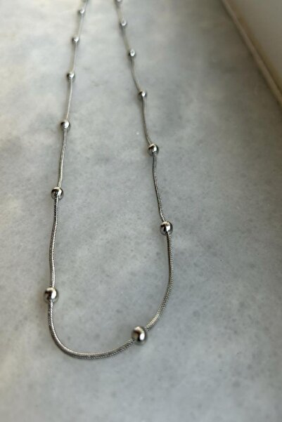 axexuar 316L STEEL THIN NECKLACE BEADED BUTTON THIN ELEGANT WOMEN'S MEN'S NECKLACE STAINLESS UNTARKEN