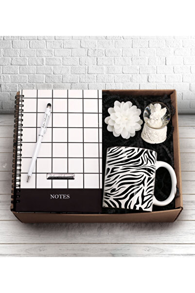 GAGGA GIFT Kişiye Özel Spiralli Desenli Defter & Toucpen Kalem & Baskılı Kupa...