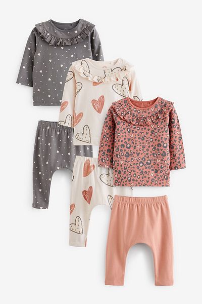 Next Baby 100% Cotton Red Brown 3-Piece Top and Bottom Set