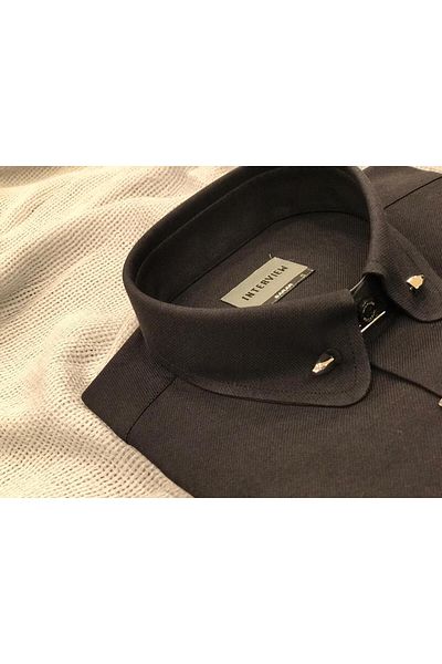 Sarar Cămașă neagră INTERVIEW WOVEN GULER NEEDLE SLIM FIT