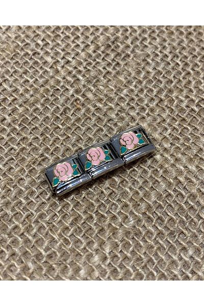 Kaeria Accessory وصلة إضافية من الفولاذ الفضي والوردي الوردي بتفاصيل إيطالية