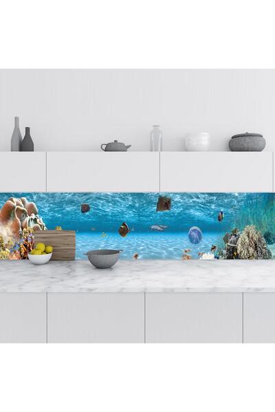 StickerArt Mutfak Tezgah Arası Folyo Fayans Kaplama Folyosu Akvaryum Sualtı