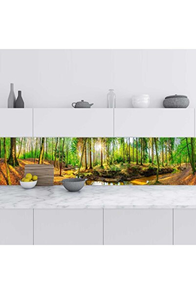 StickerArt Mutfak Tezgah Arası Folyo Fayans Kaplama Folyosu Dere Orman