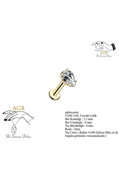 agbtasarım Damla Taşlı dudak, Burun, Kulak "medusa", "labret", "nose" ZİRKON ...
