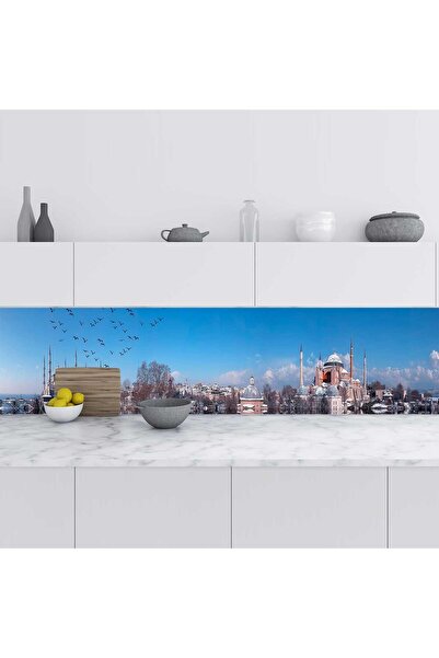 StickerArt Mutfak Tezgah Arası Folyo Fayans Kaplama Folyosu istanbul Panorama