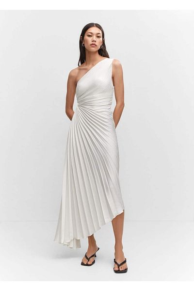 MANGO Woman Rochie plisată cu croială asimetrică