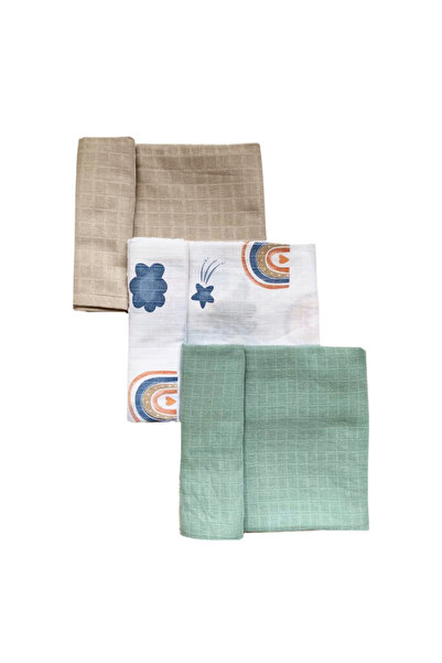 Tinybabyconcept Soft Organic 100% Cotton Multi-Purpose Muslin Baby Blanket 3-Piece 90x100 cm Muslin Cloth Blanket