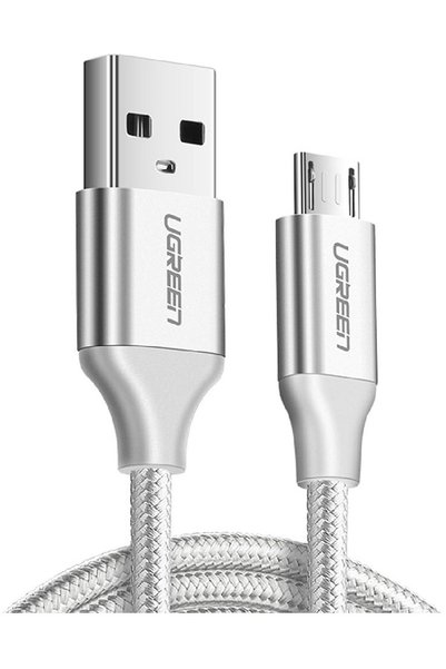 Ugreen Micro Usb Örgülü Data Ve Şarj Kablosu Beyaz 1 Metre
