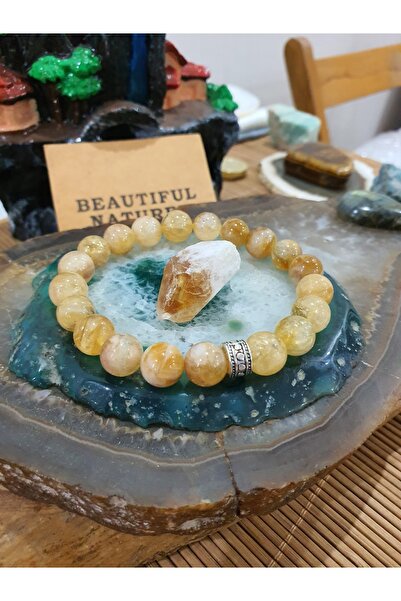 NBS Beautiful Naturel Stones حجر المال سيترين كبير 10 ملم (مع هدية حجر الستري...
