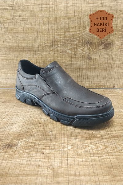 Endurstep Ορθοπεδικά Γνήσιο Δέρμα Χωρίς Κορδόνια Καφέ Casual Ανδρικά Παπούτσια Cas0030