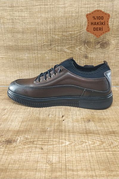 Endurstep Ορθοπεδικά Γνήσιο Δέρμα Ελαστικά Καφέ Casual Ανδρικά Παπούτσια Cas0033