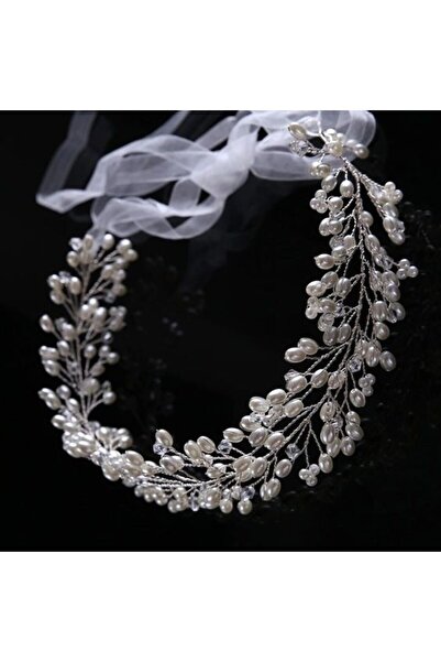 ecrin tuhafiye hobi İncili & Şefaf Boncuklu Gelin Saç Aksesuarı & Gelin Tacı