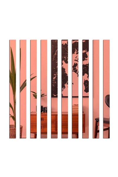 AtaDeco Aynalı Pleksi Dekoratif Şerit (5x240cm) Rosegold Renk 5'li Paket
