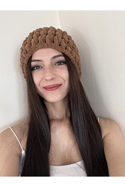 AidaAstrid Puffy Beanie Winter Hand Knitted Hat Twist Model Flat Hat