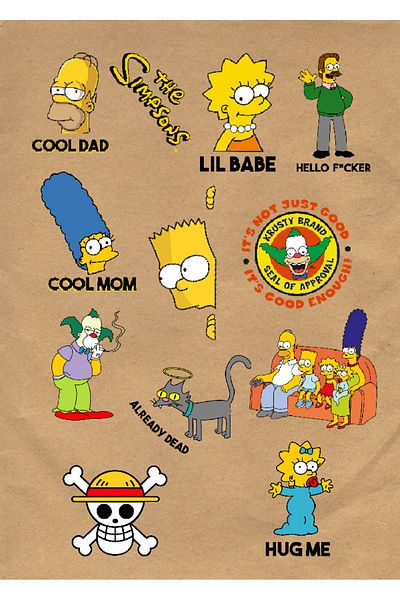 Namgo Σετ αυτοκόλλητων δώρου The Simpsons με 12 φορητούς υπολογιστές, tablet, κινητό τηλέφωνο, ατζέντα, φιάλη νερού Cellophane
