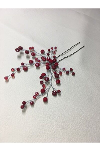 ecrin tuhafiye hobi Bordo İncili ve Şefaf Boncuklu Taraklı Gelin Saç Tokası