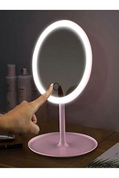 mrtbilisim Dokunmatik Led Işıklı Usb Li Yuvarlak Masa Üstü Makyaj Aynası Güze...