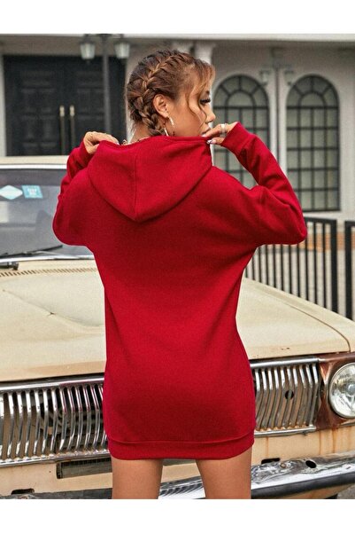 Styling Park KAPÜŞONLU SPOR RAHAT TARZ KIŞLIK TUNİK ELBİSE