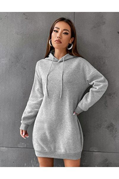 Styling Park KAPÜŞONLU SPOR RAHAT TARZ KIŞLIK TUNİK ELBİSE