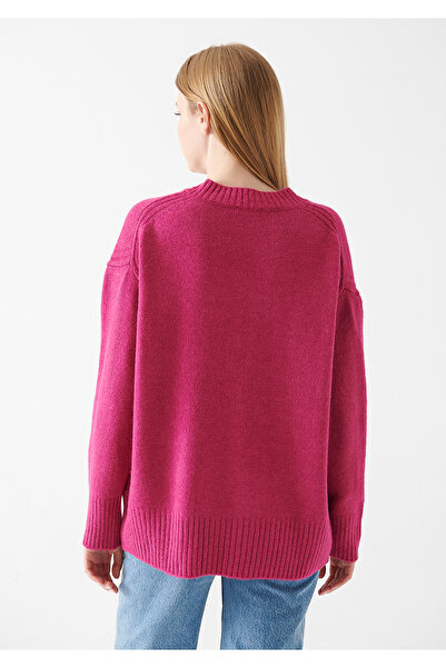 Mavi V Yaka Pembe Kazak Oversize / Geniş Kesim 1710123-82335