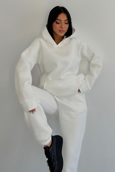 bayansepeti Three Thread Fabric Kangaroo Pocket Hooded Sweatshirt and High Wa...