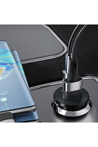 Ally TE-P10 USB Ve Type-c Çıkışlı Araç İçi Çakmaklık Hızlı Şarj Başlığı SİYAH