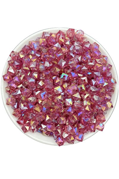 Hedef Bijuteri 50 جرام 8 مم مكعب فوشيا / وردي داكن مع جانجان، خرز أكريليك نمو...