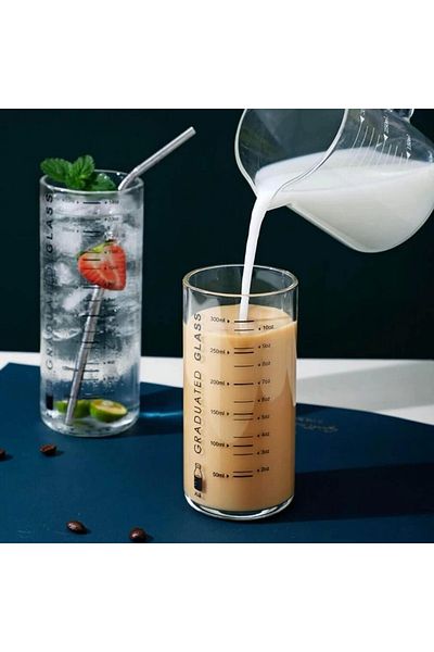 Yenigeldi 1 Piece Borosilicate Glass Measuring Cup for Milk, Coffee, Juice